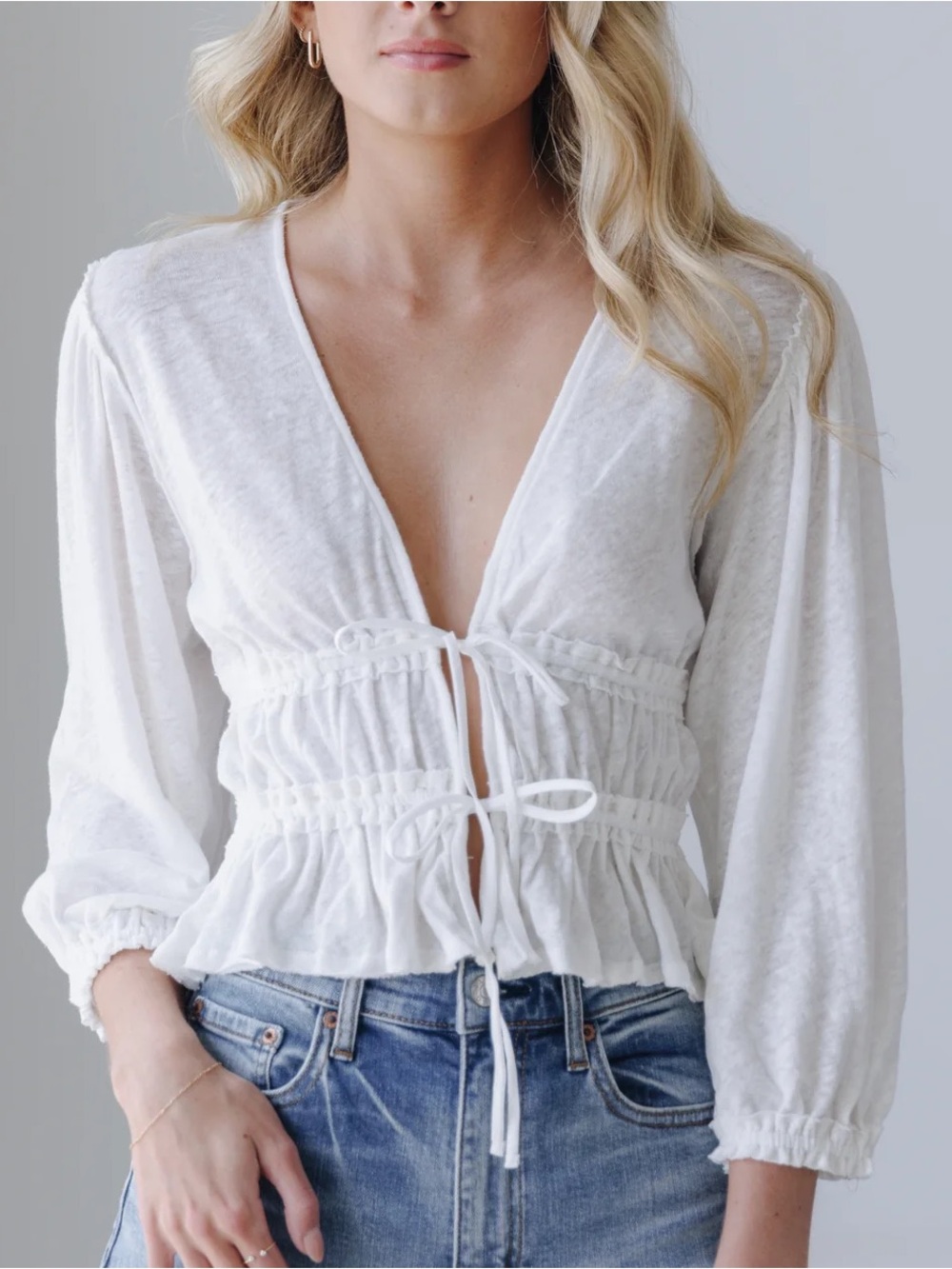Free People Lets Go Blouse in Ivory